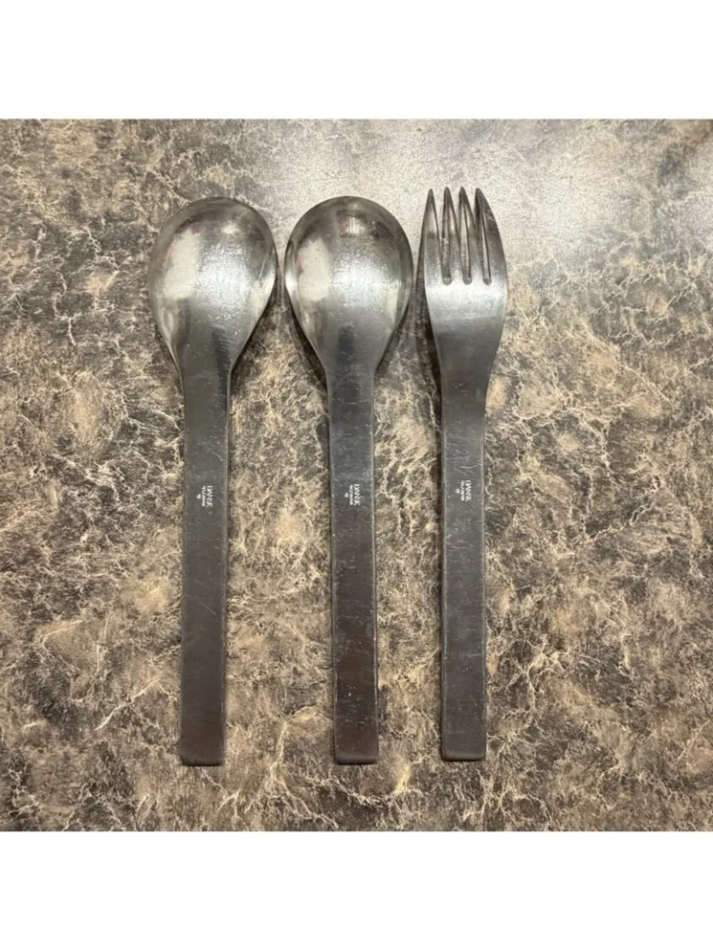 Dansk Thebe Stainless 3 Serving Set Serving Spoon Meat Fork Japan Satin Ribbed